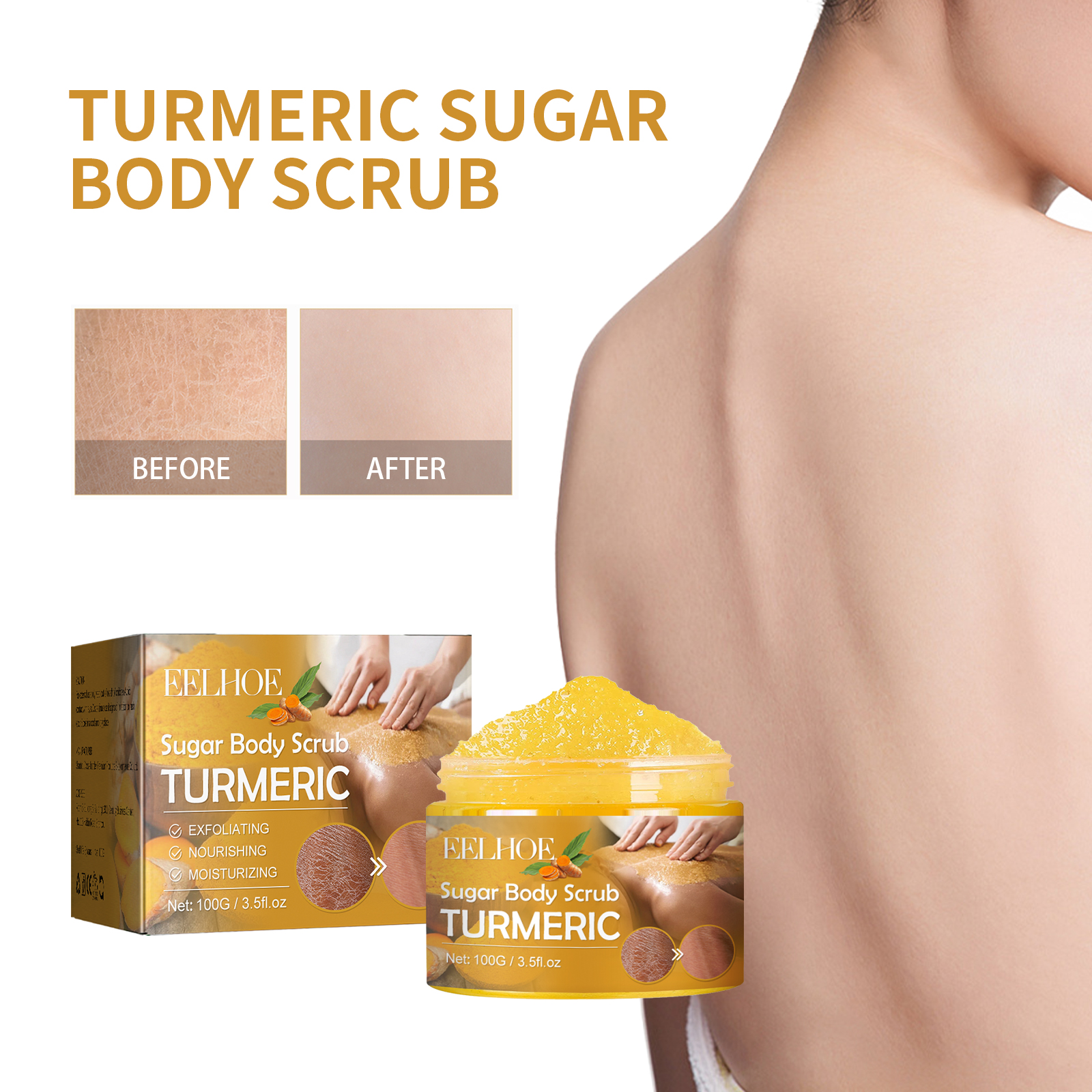 EELHOE 100g Turmeric Sugar Bod - Skincare Ingredients avis et prix